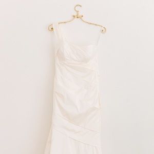 Ruched silk wedding dress
